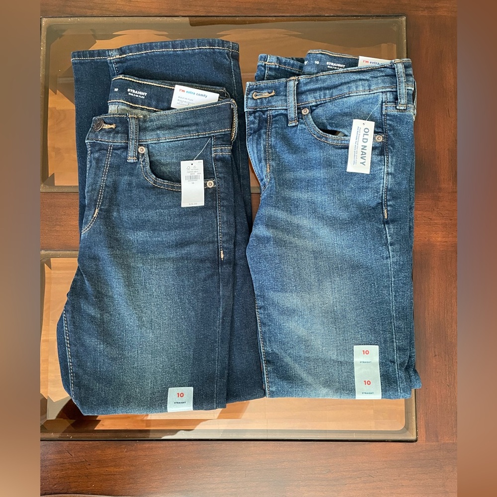 Lot of 2 Old Navy Girls Straight Leg Jeans, size 10